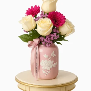 White & Pink Small Rose Arrangement