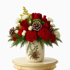 Christmas Pinecone & Rose Bouquet