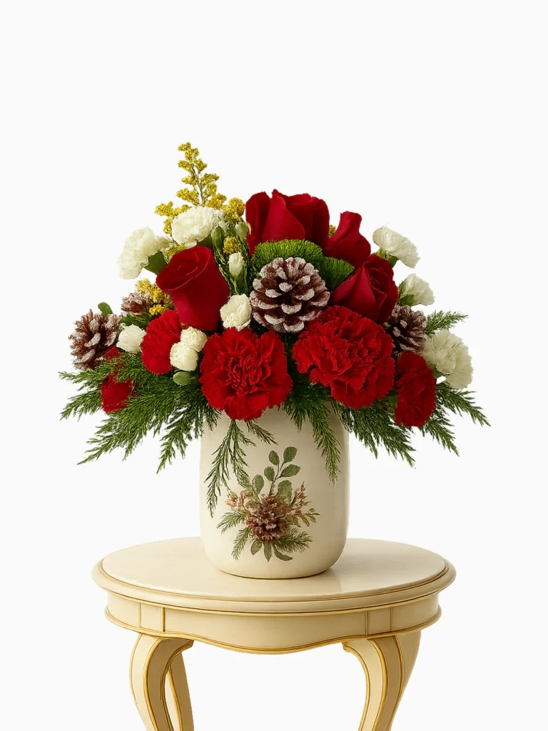 Christmas Pinecone & Rose Bouquet