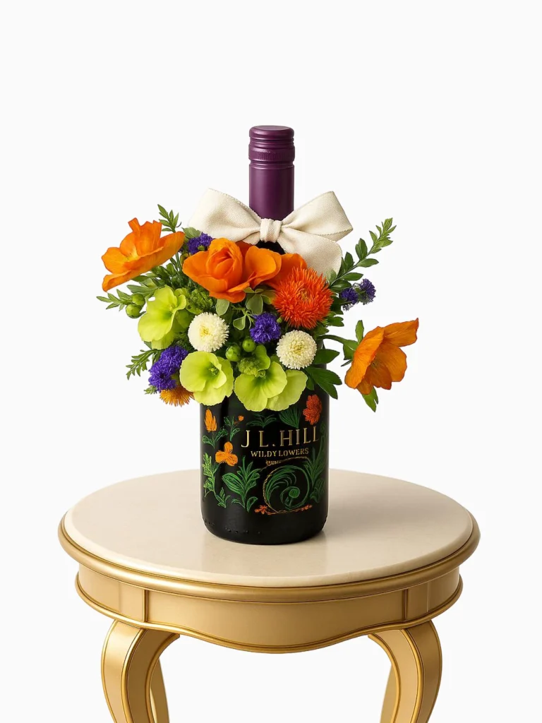 Colorful Wine Bottle Bouquet