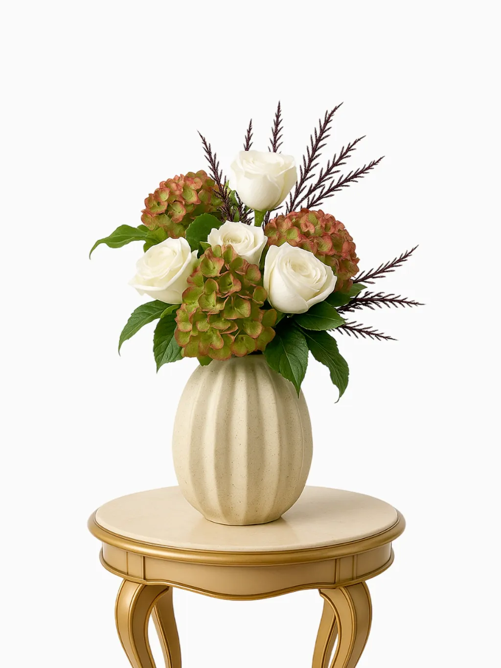 Green Hydrangeas and Roses