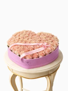 Blush Elegance Rose Heart Box