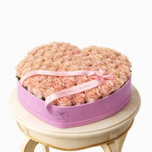 Blush Elegance Rose Heart Box